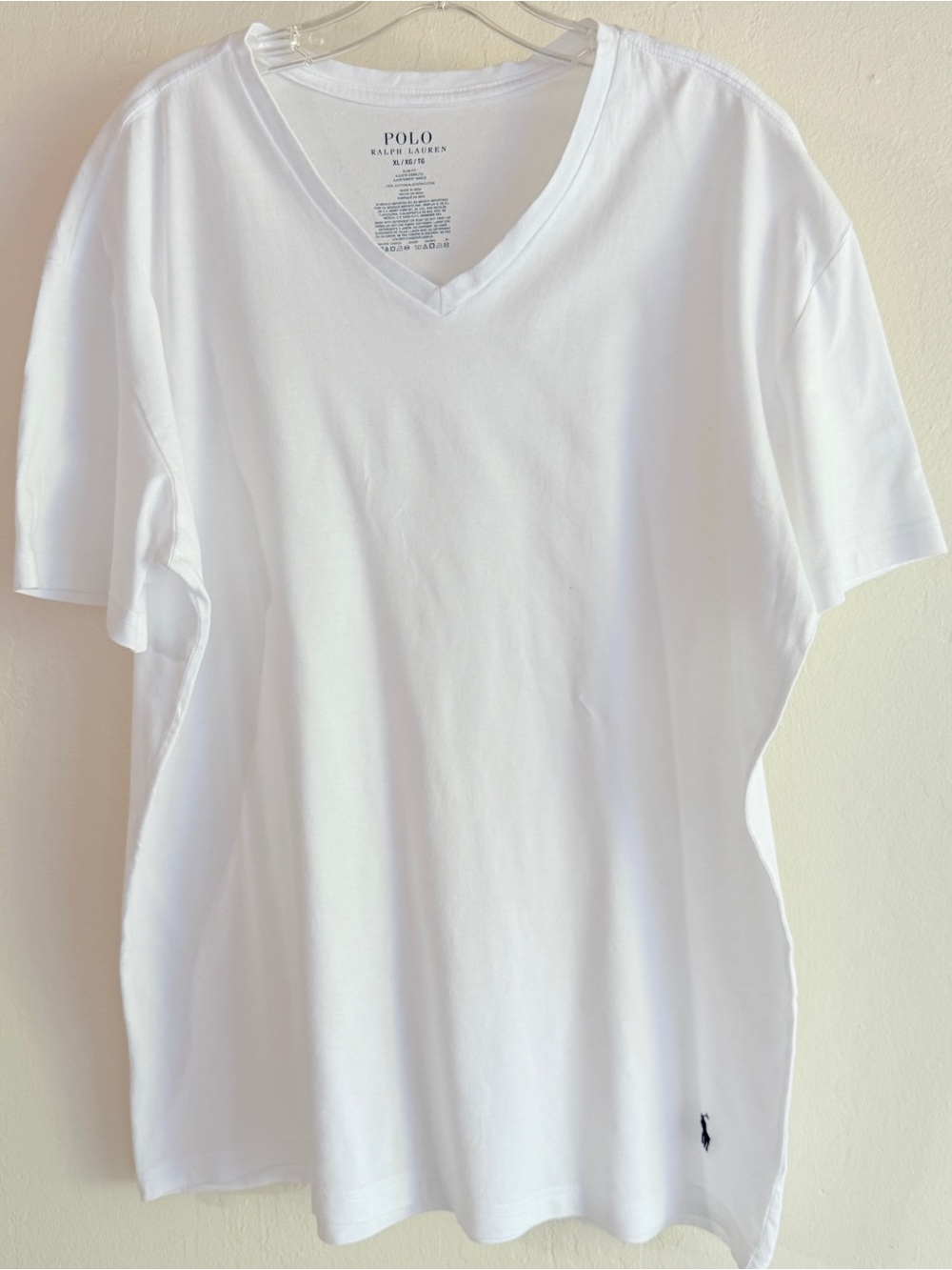 Polo Ralph Lauren Men’s White V-Neck Slim Fit Cotton T-Shirt XL